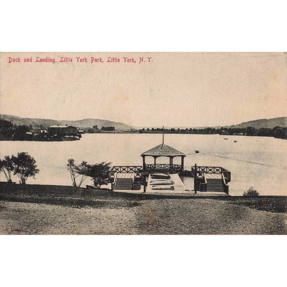 Vintage 1910 Little York Park NY Postcard Dock and Landing McGraw Postmark VG- - Picture 1 of 2